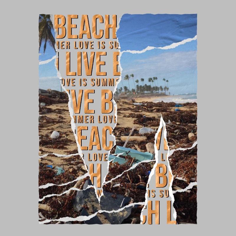 Sarcastic summer design garbage on the beach