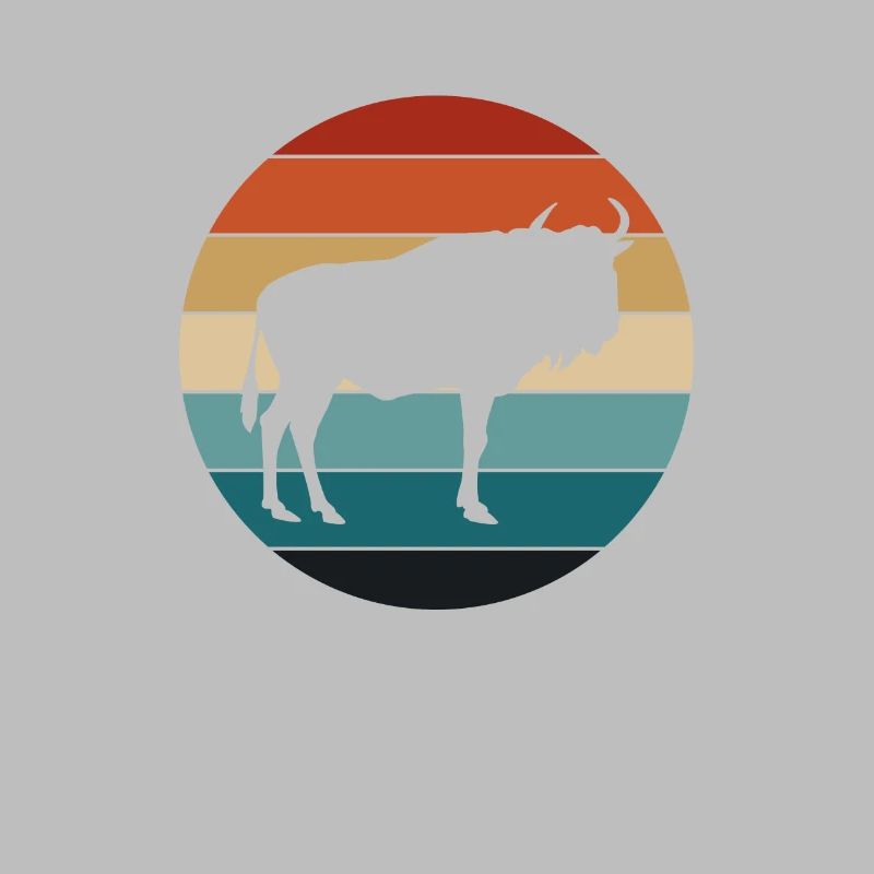 Retro Gnu Weißschwanzgnu Weißbartgnu Afrika