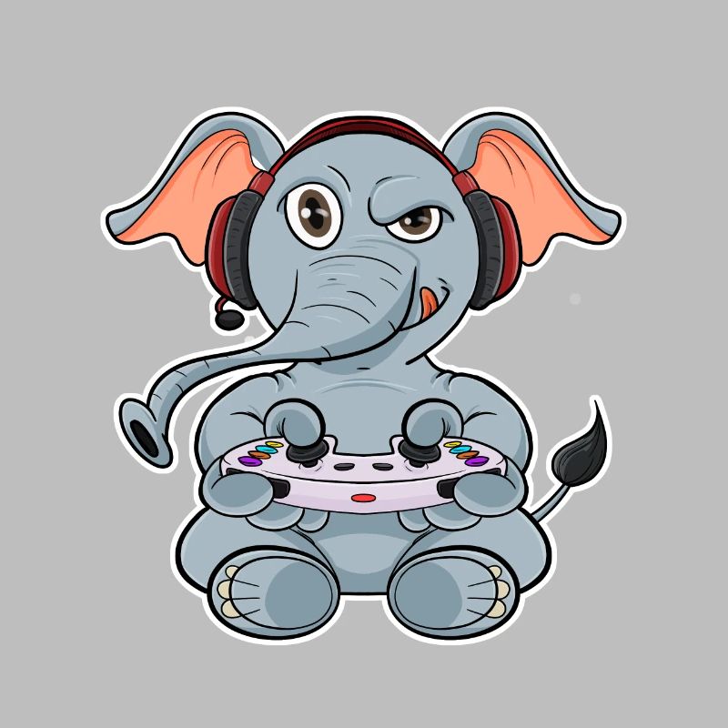 Elephant With Gaming Controller I Funny Gaming I