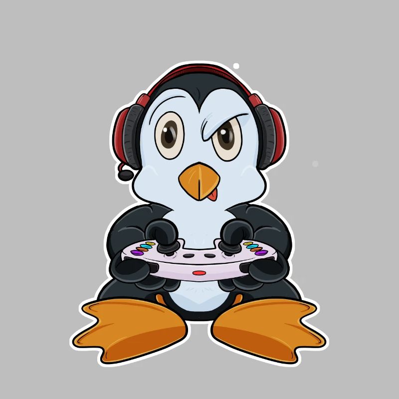 Penguin With Gaming Controller I Funny Gaming I