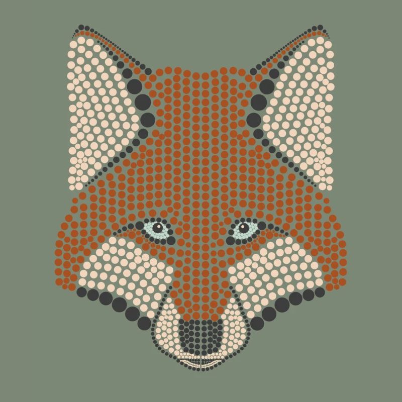 Conception d'animal de la forêt de renard parsemée de tête d'animal