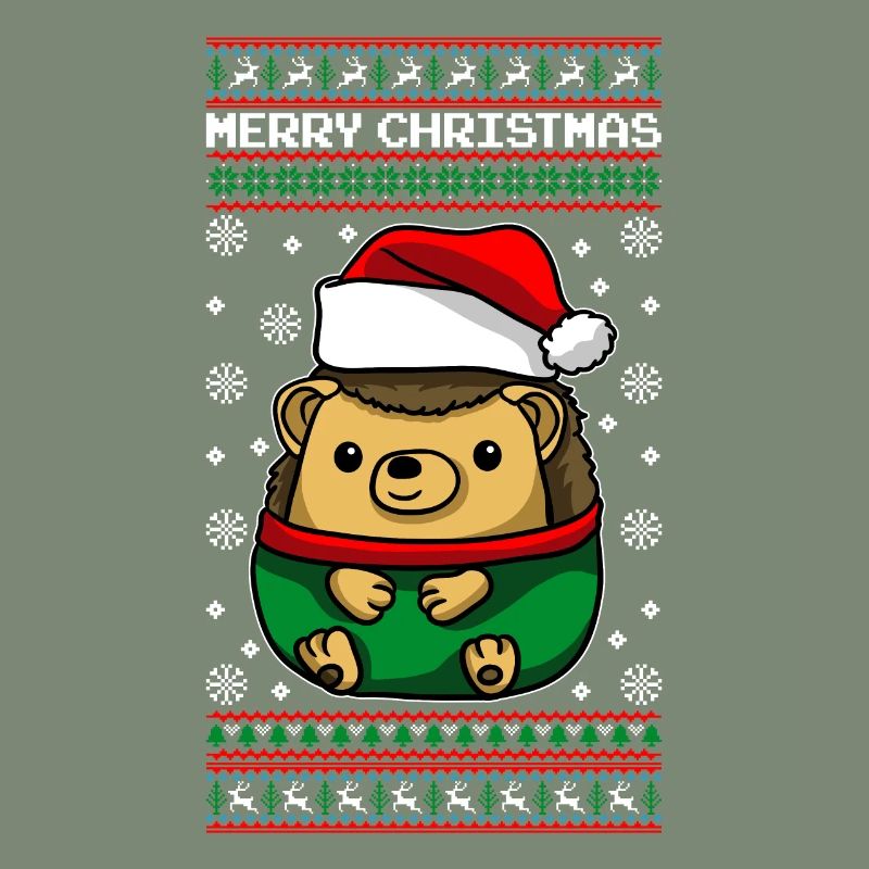 Hérisson avec pull de Noël moche