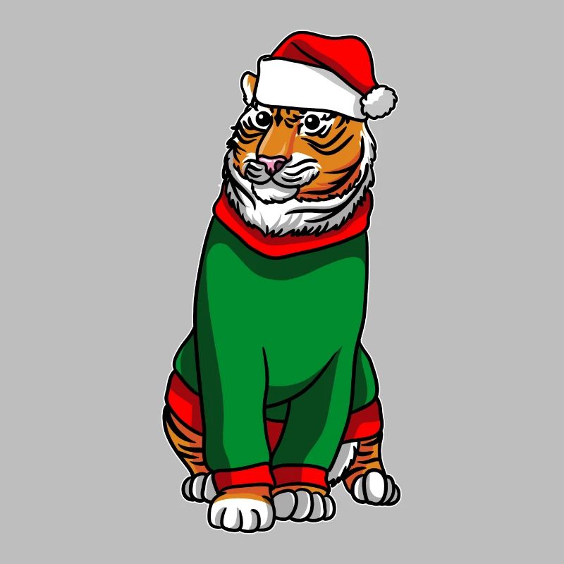 Tigre avec pull de Noël