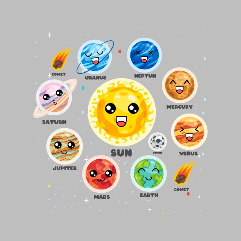 Solar System Planets Science Cute Realistic Space