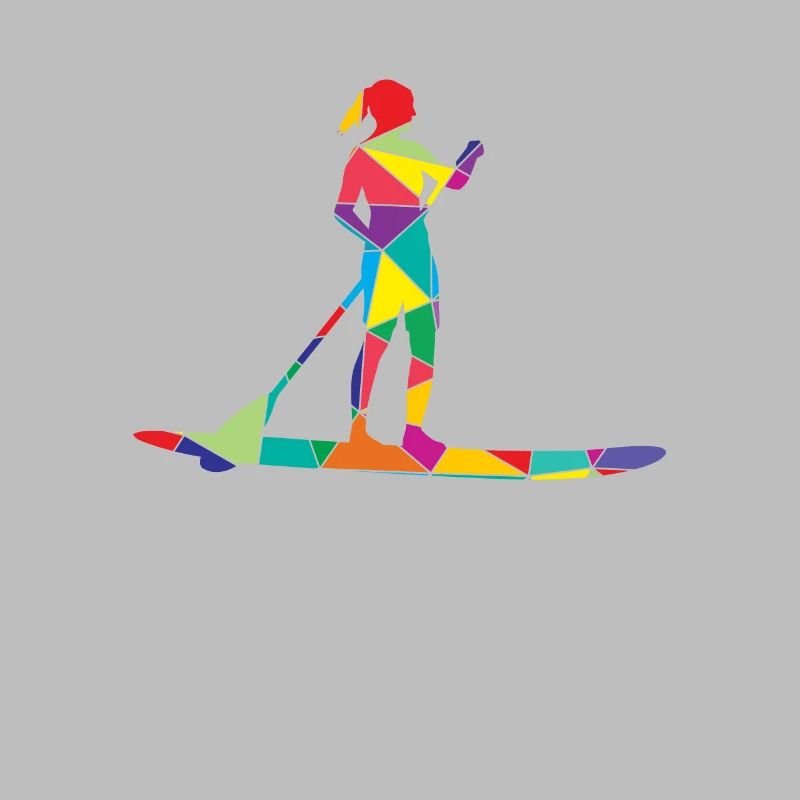 Low Poly Paddler Polygon Stand Up Paddle