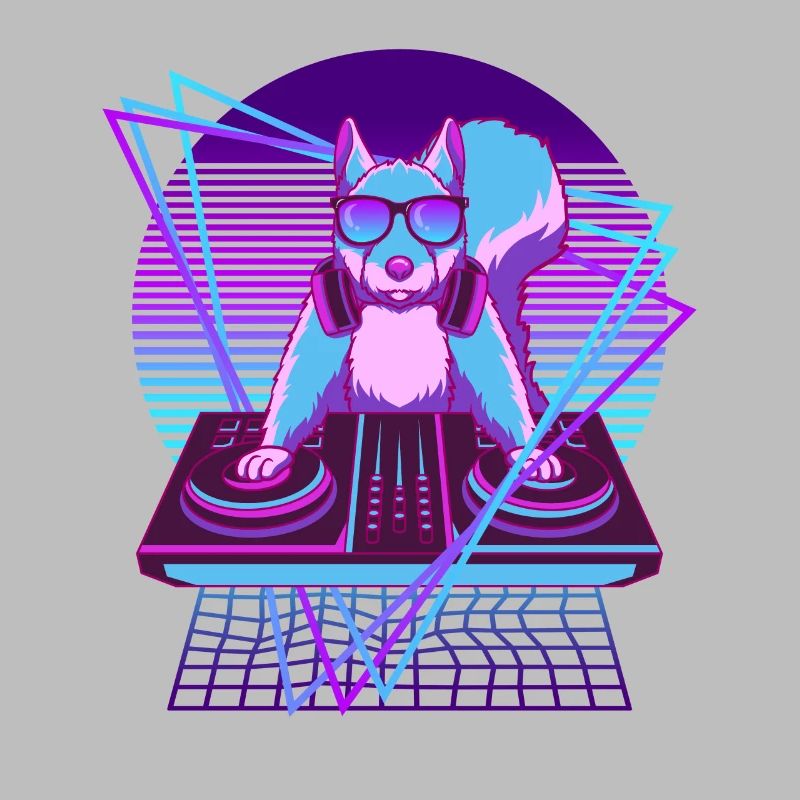 Vaporwave Eichhörnchen DJ Pult Eichhörnchen