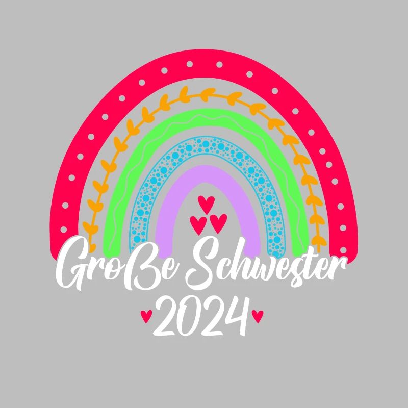 Große Schwester 2024 Boho Regenbogen Design