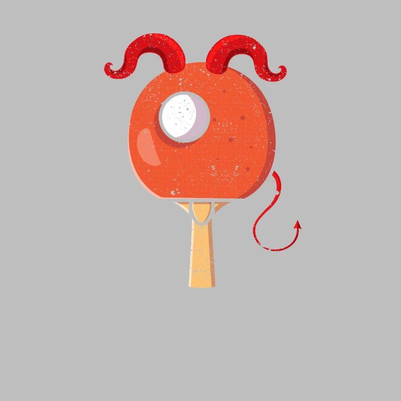Ping Pong Devil Paddle Red Horns Drôle