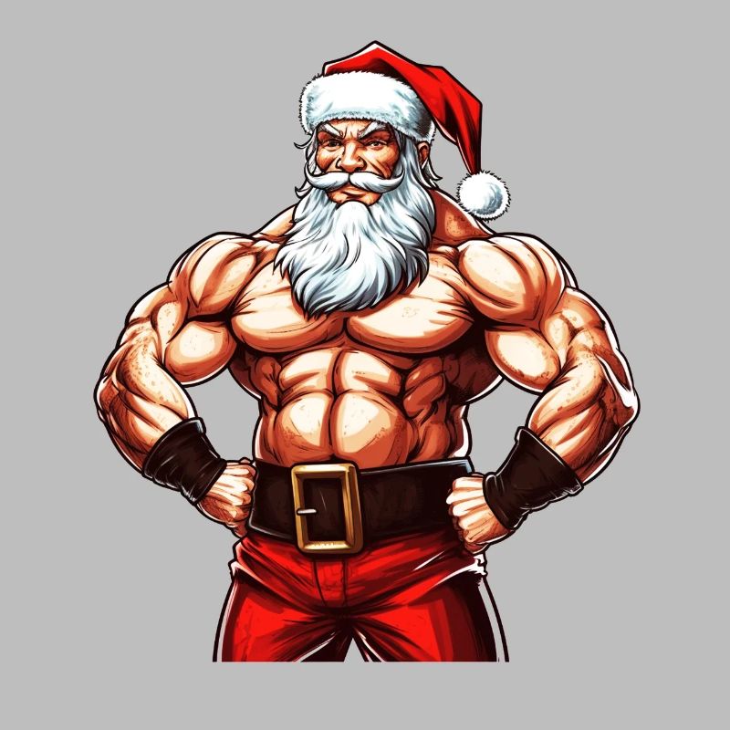 Santasaurus Flex: Bodybuilder de Noël avec le Père Noël