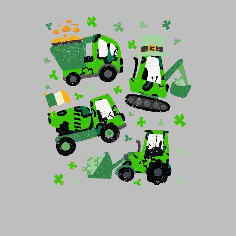 La Saint-Patrick de la Saint-Patrick grue camion excavatrice construction trèfle
