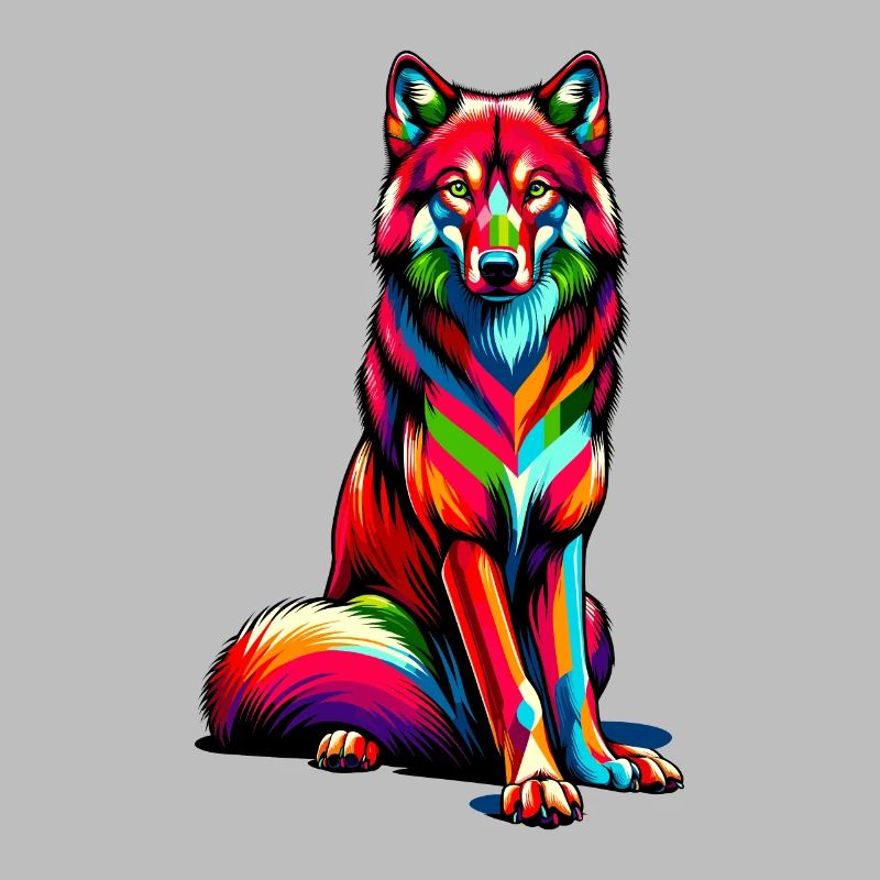 Colorful Pop Art Red Wolf Lover Wolves