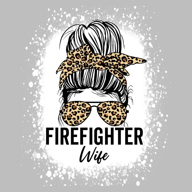 Feuerwehrmann Ehefrau Messy Bun Red Line Leopard
