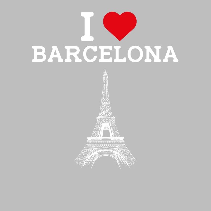 J’aime Barcelone Cool Heart Drapeau Tour Eiffel Jeu de mots
