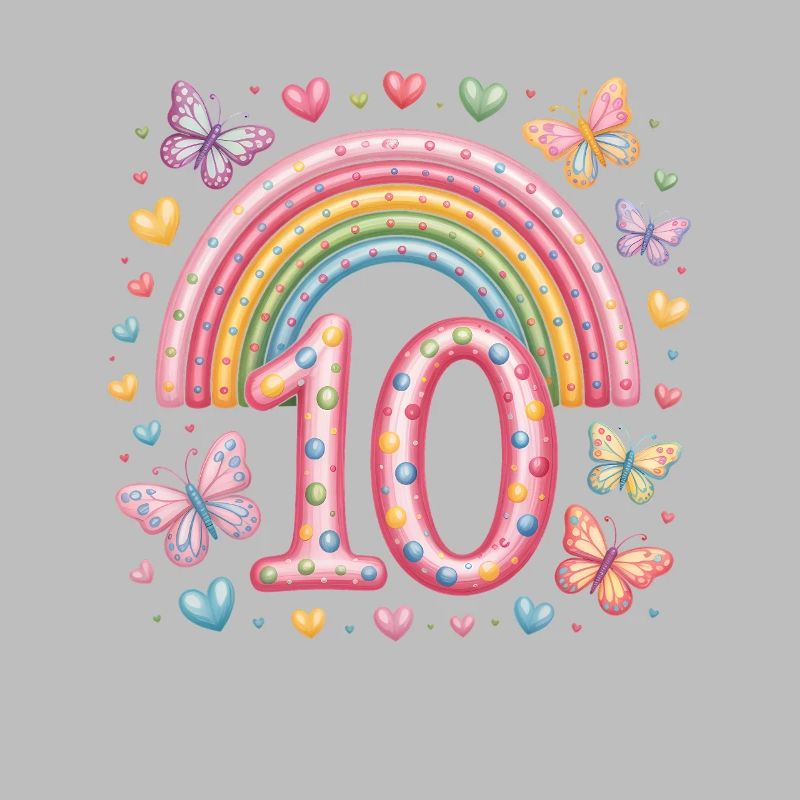 Regenbogen Schmetterling 10. Geburtstag Mädchen