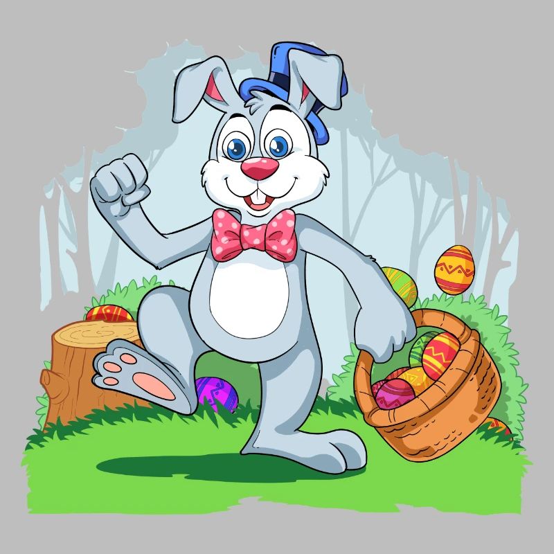 Easter Bunny With Colorful Egg Basket