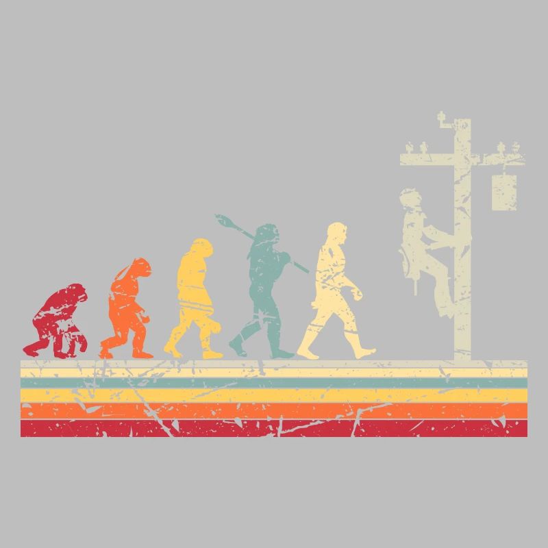 Électricien Human Evolution Vintage Lineman