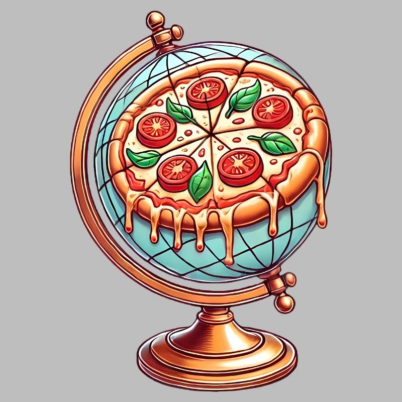 Pizza Globe Melting Cheese Design