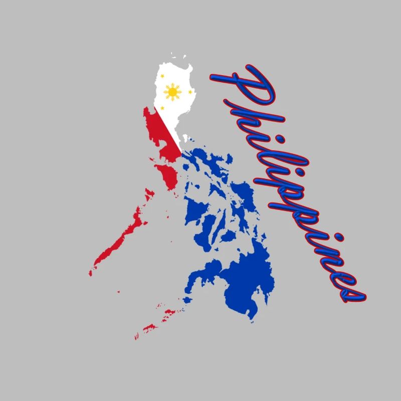 Philippinen Flaggenkarte Script