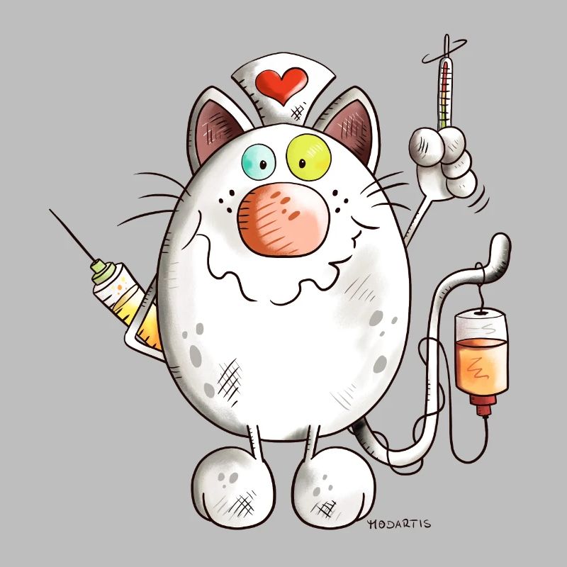 Krankenschwester Katze mit Herz - Comic