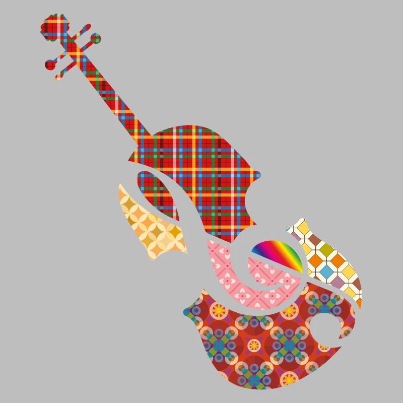 schöne Patchwork Violine mit Violinschlüssel