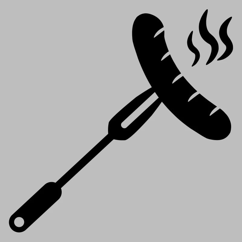 Wurst, Bratwurst auf einer Gabel zum Grillen