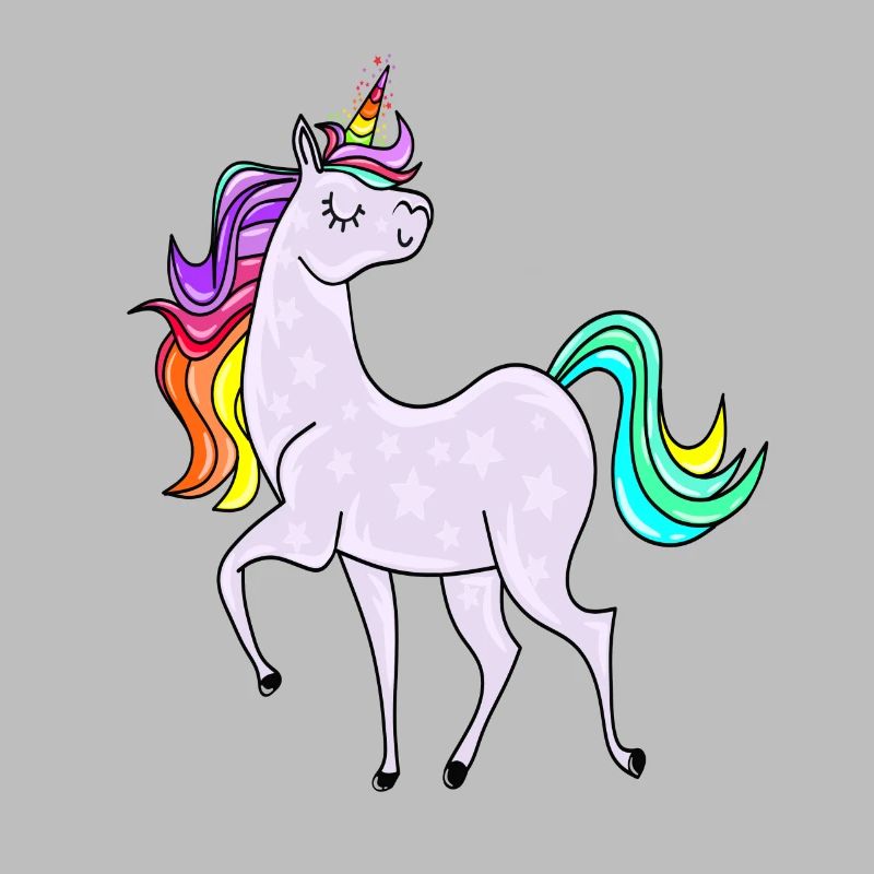 Einhorn mit Sternchen und Regenbogen Farben