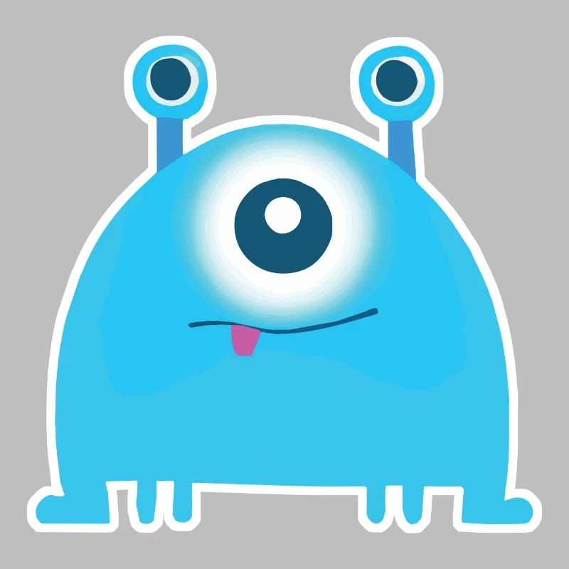 Monstre borgne mignon | Drôle d’extraterrestre bleu Chibi