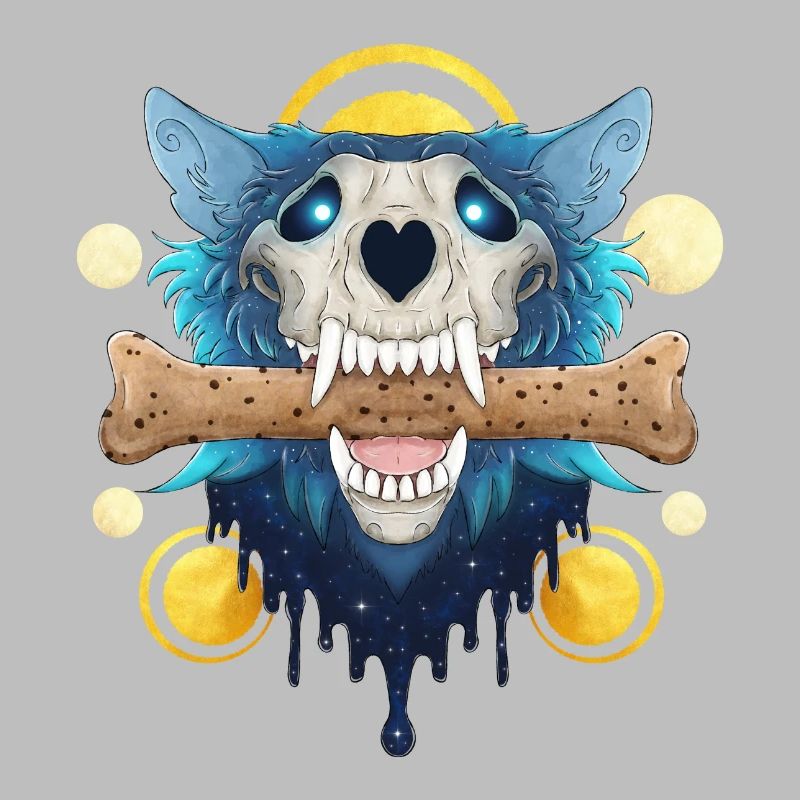 Hellhound Skull Gold - Dämonischer Wolf & Keksknochen