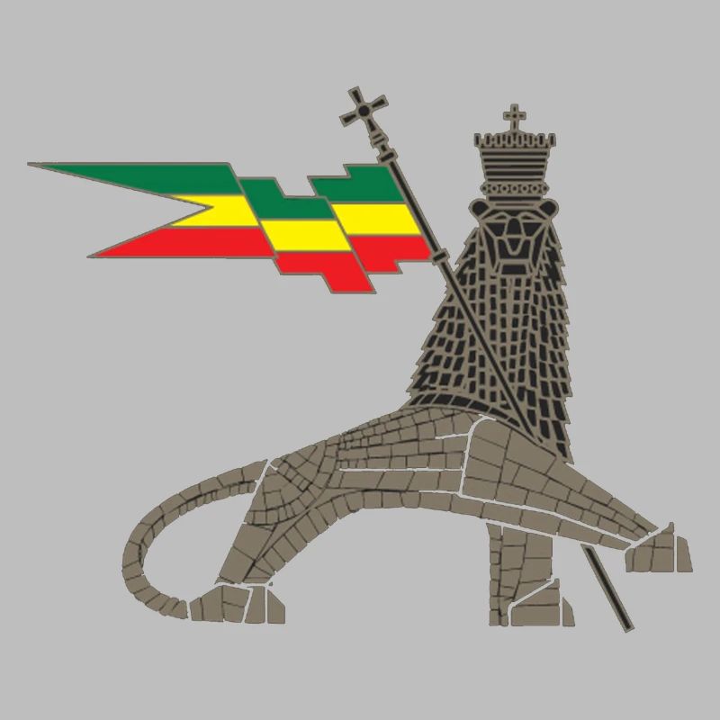 Lion royal avec barre de drapeau d’éther