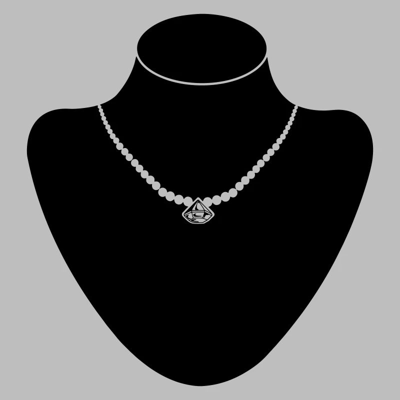 Support col bijoutier avec collier de perles et diamant