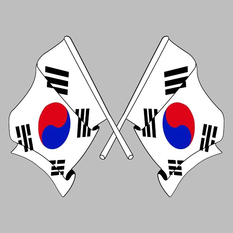 Deux drapeaux croisés de la Corée du Sud