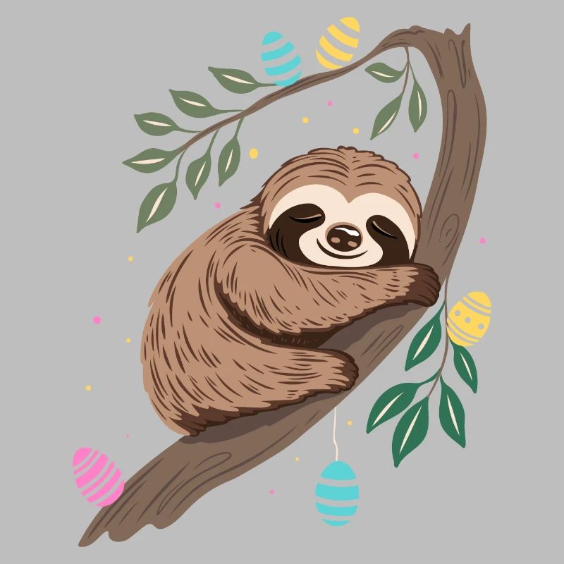 Easter Sloth with Easter Eggs