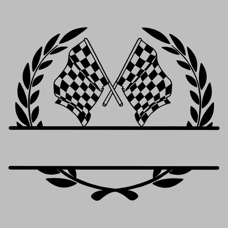 Drapeau de course dans une couronne de laurier