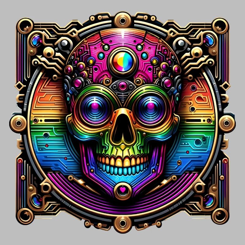 Conception de crâne arc-en-ciel cyberpunk