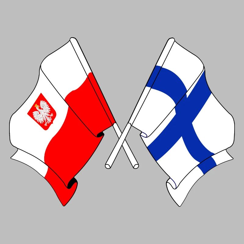 Drapeau de la Pologne et drapeau de la Finlande