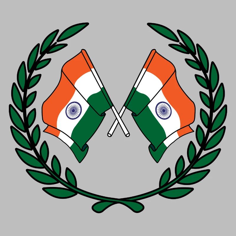 Drapeaux Inde en couronne de laurier
