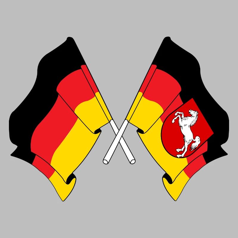 Drapeau de l’Allemagne et drapeau de la Basse-Saxe croisés