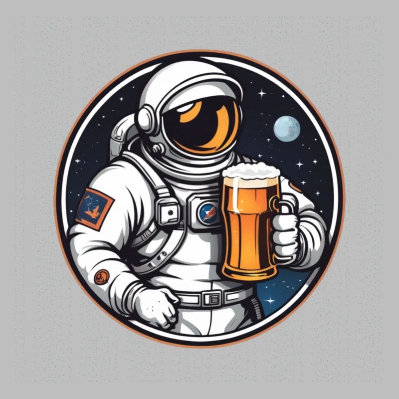 Astronaute avec de la bière dans l’espace