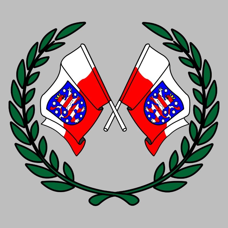 Drapeaux Thuringe couronne de laurier