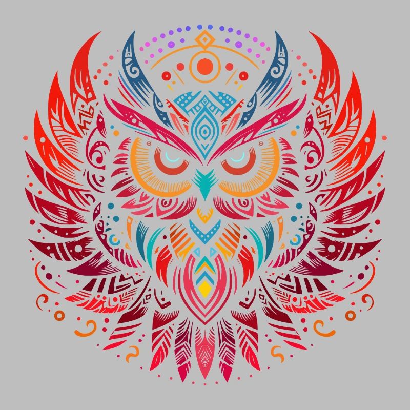 Tribal Eule Mehrfarbig Vogel Eule Geometrisch