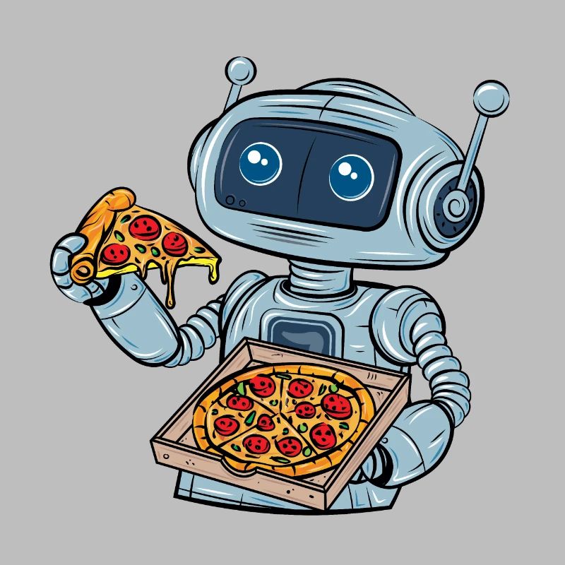 Robot Eats Fast Food Pizza
