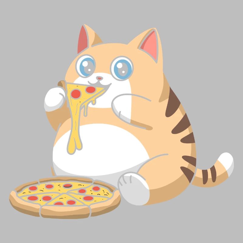 Chat potelé mignon mangeant de la pizza