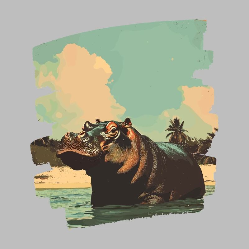 Nilpferd Retro