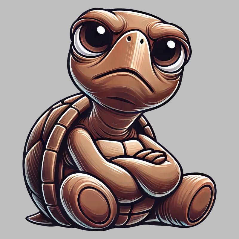 Grumpy cute cartoon turtle funny