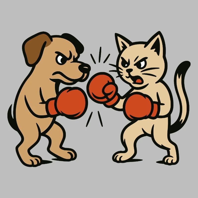 Combat d’animaux de compagnie Chat Chien Boxe Duel