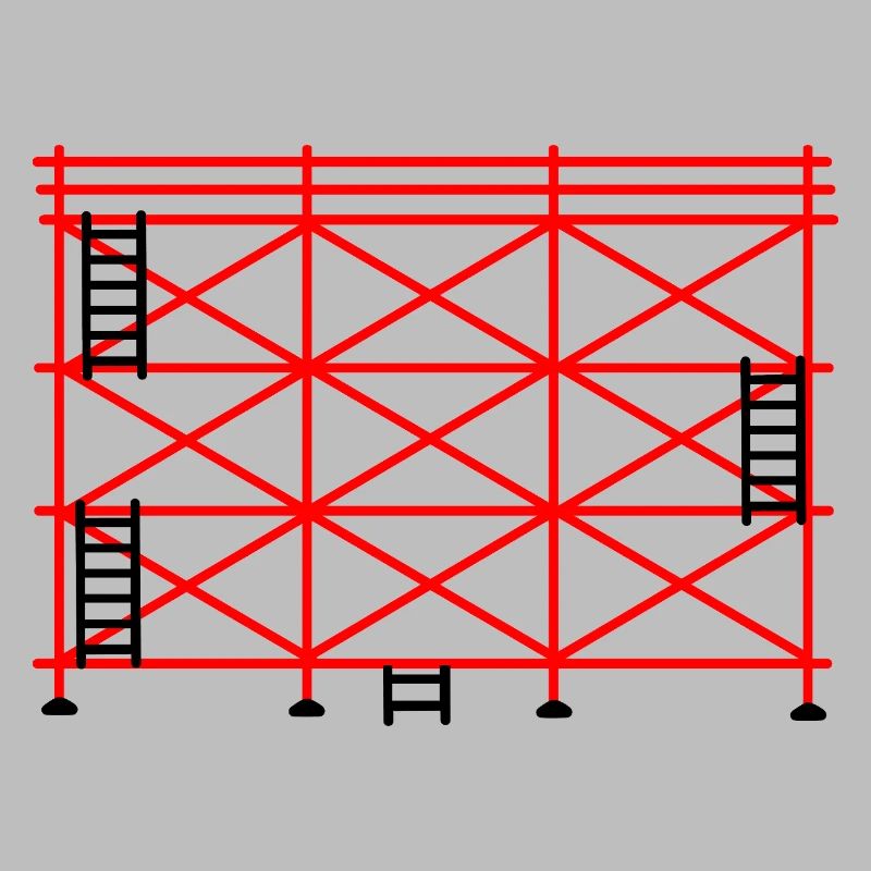 Échafaudage rouge avec marches noires conception de construction