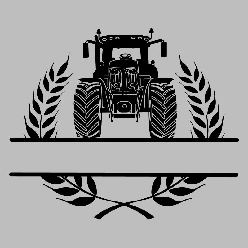 Traktor-Frontansicht im Lorbeerkranz