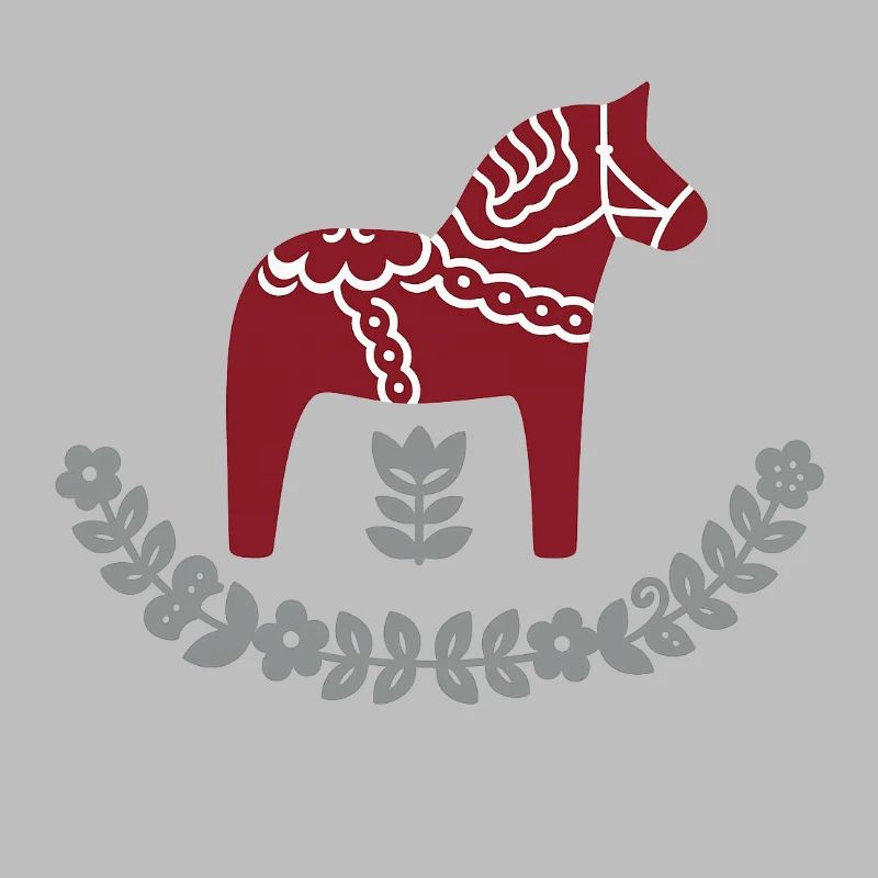 Dala Pferd mit Blumenbogen – Nordic Folk Design