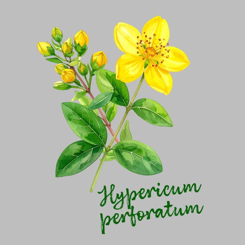 Hypericum perforatum - botanische Illustration