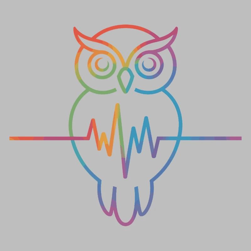 Regenbogen Eule Herzschlag Design